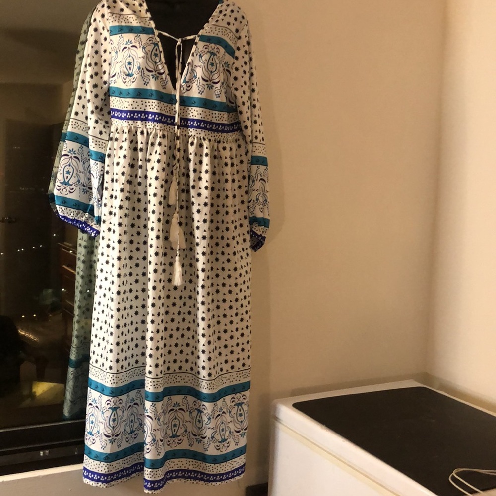 Blue & White Lounge Attire/ Boho Caftan